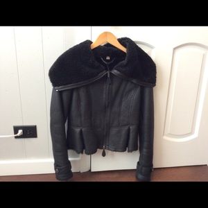 Authentic Burberry London Shearling Peplum Jacket